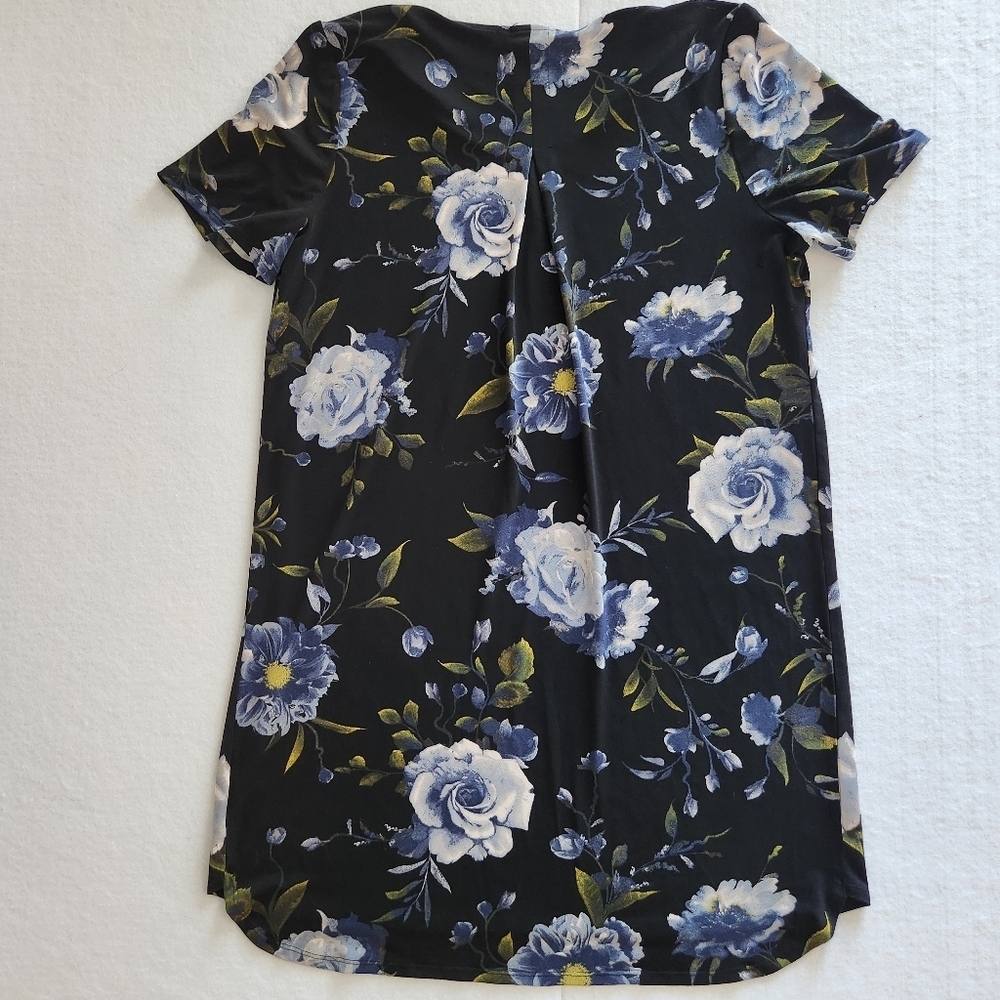 Christian Siriano Black and Blue Floral Short Sleeve Dress Size 2XL - Picture 8 of 8